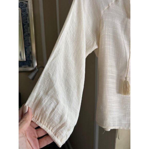 American Rag Women's Sheer Western Aztec Sz S Boho Embroider Top Peasant Hippie - Picture 8 of 15